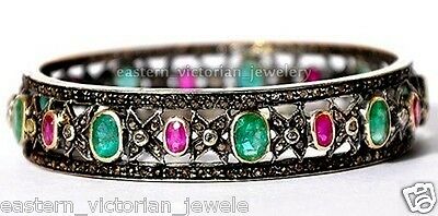 Gorgeous 6.90ct Rose Cut Diamond Gemstone Silver Vintage Bracelet Bangle Jewelry