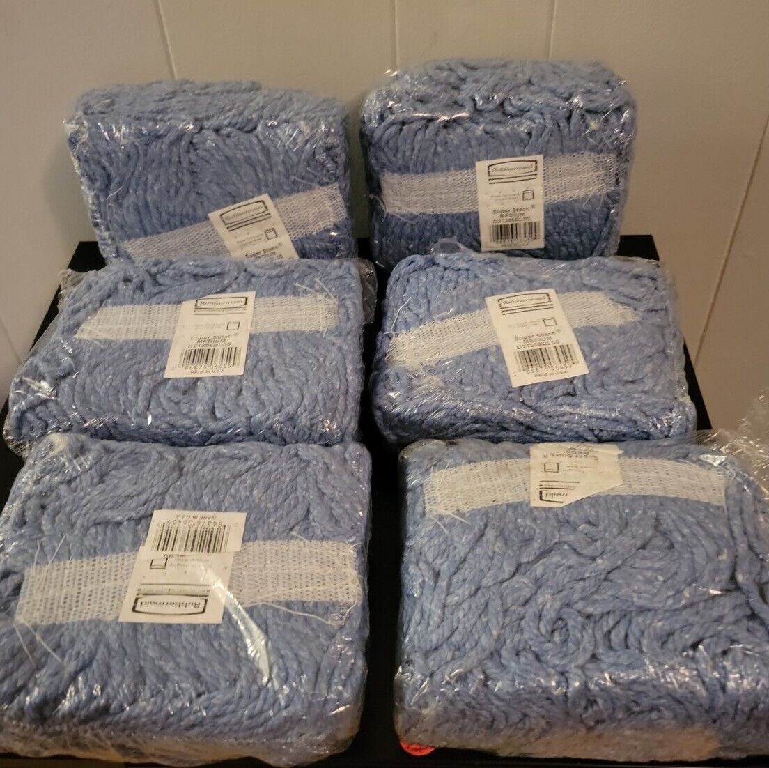 6 Packs Rubbermaid Super Stitch Blend Mop Blue, Medium