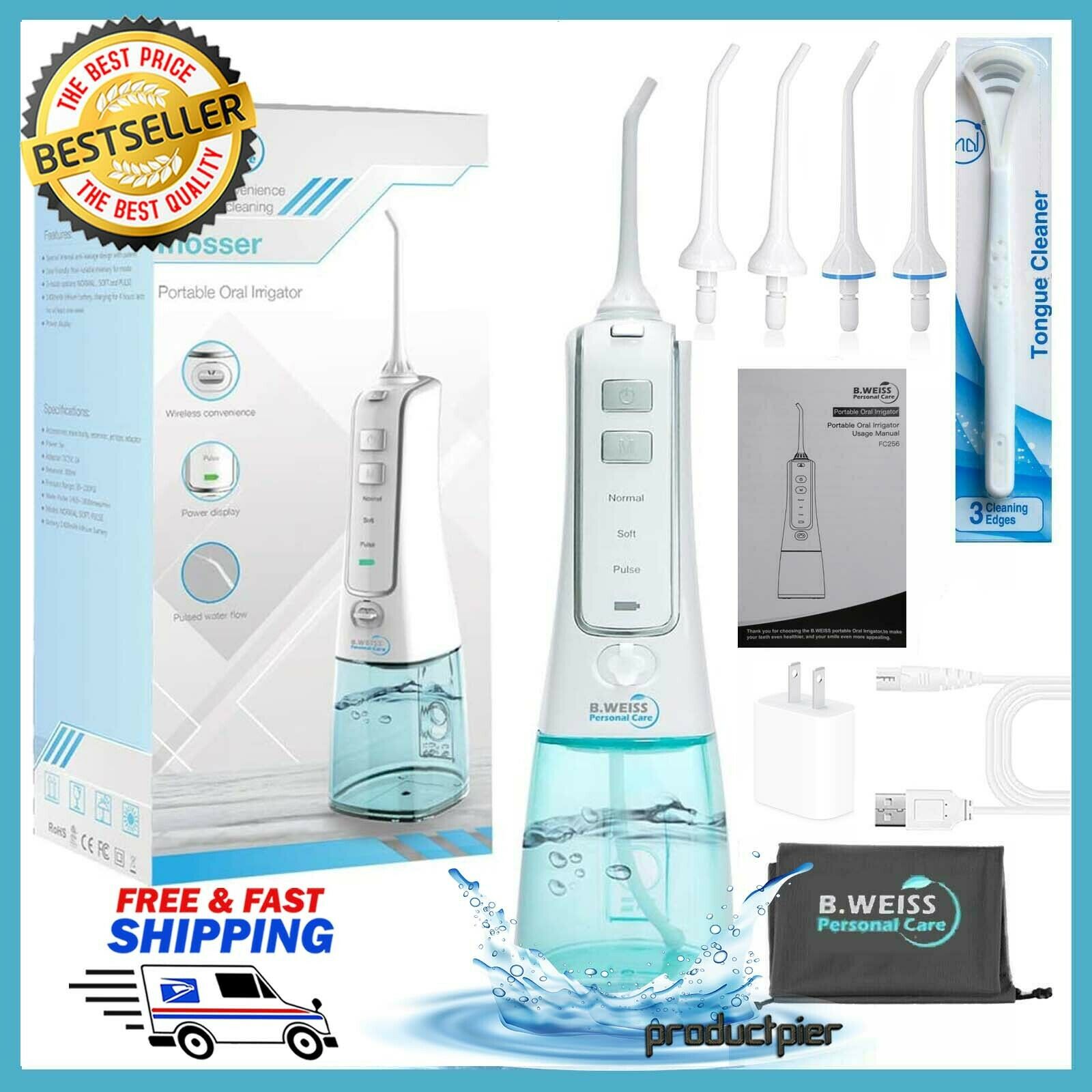 Best Cordless Water Flosser Rechargeable Portable Oral Irrigator F/ Travel-300ml