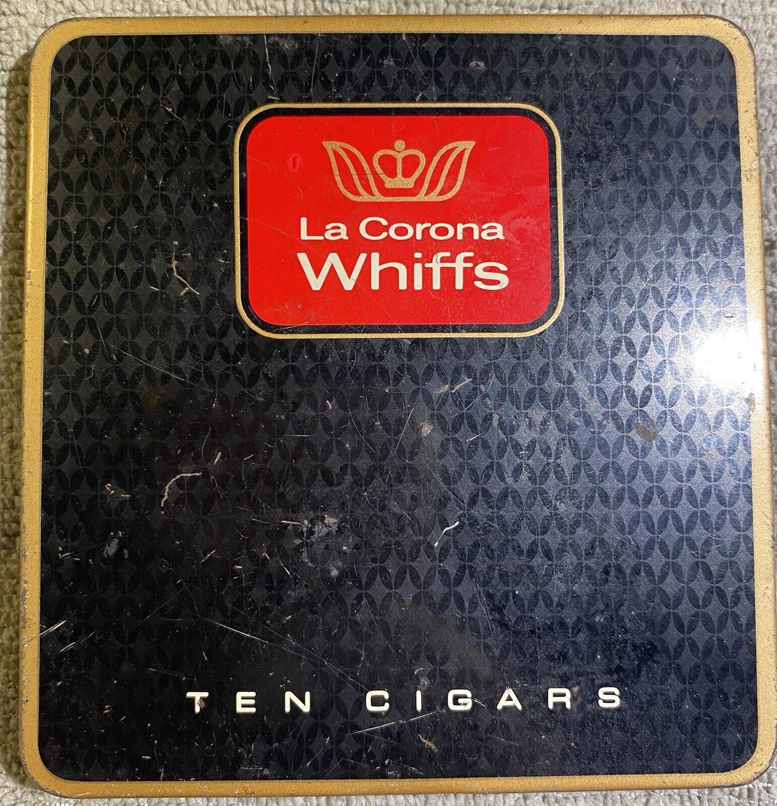 Vintage Cigar Tin La Corona Whiffs 10 Cigars Tobacco Advertising American Usa