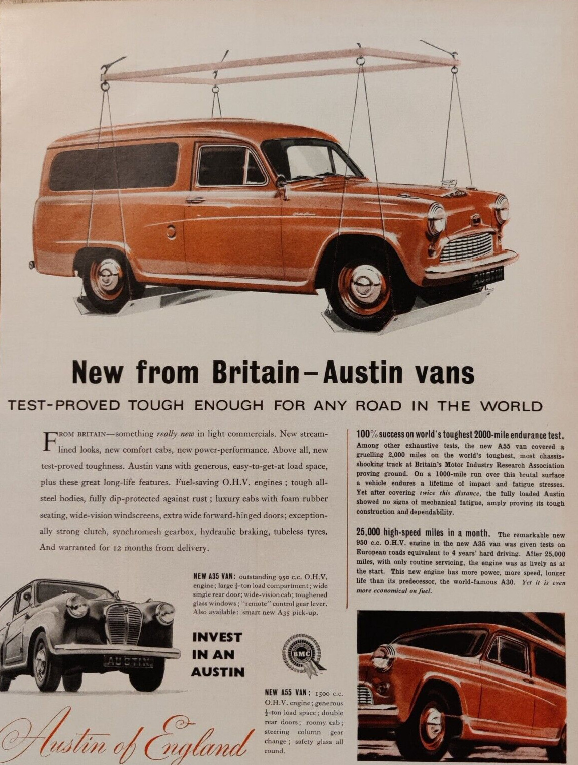 New From Britain - Austin Vans Print Ad Orig 1957