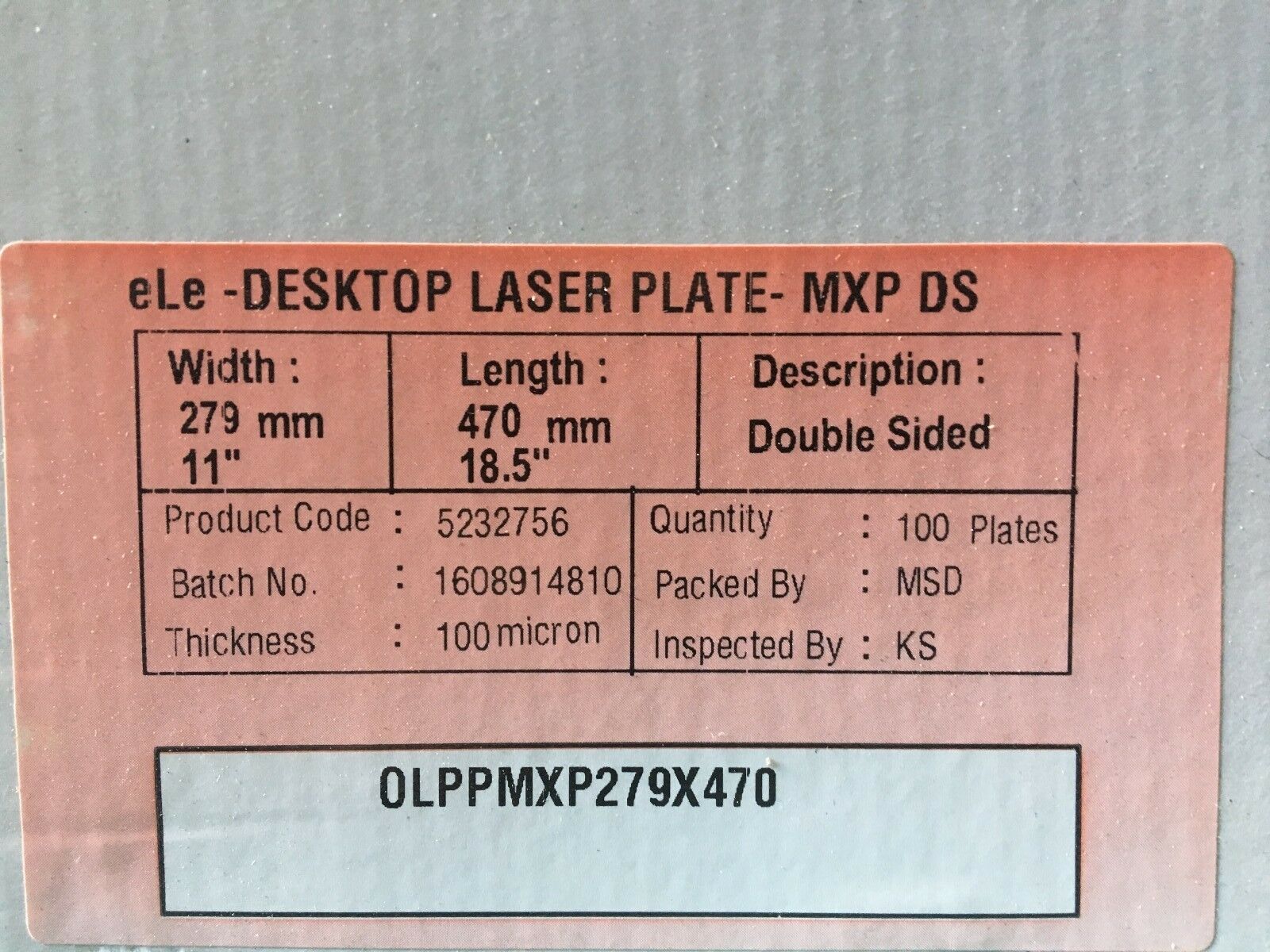 Polyester Plates / Laser Plates 11" X 18.5" Hp5000 Xante 2 Sided