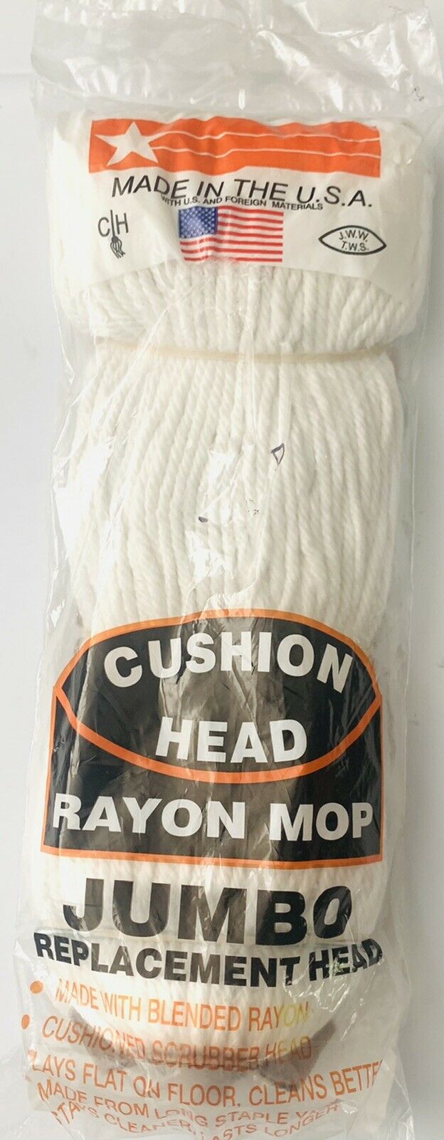 Jumbo Rayon Cushion Head Mop Replacement Poly Screw On Threaded Jw Mfg. Co. #14