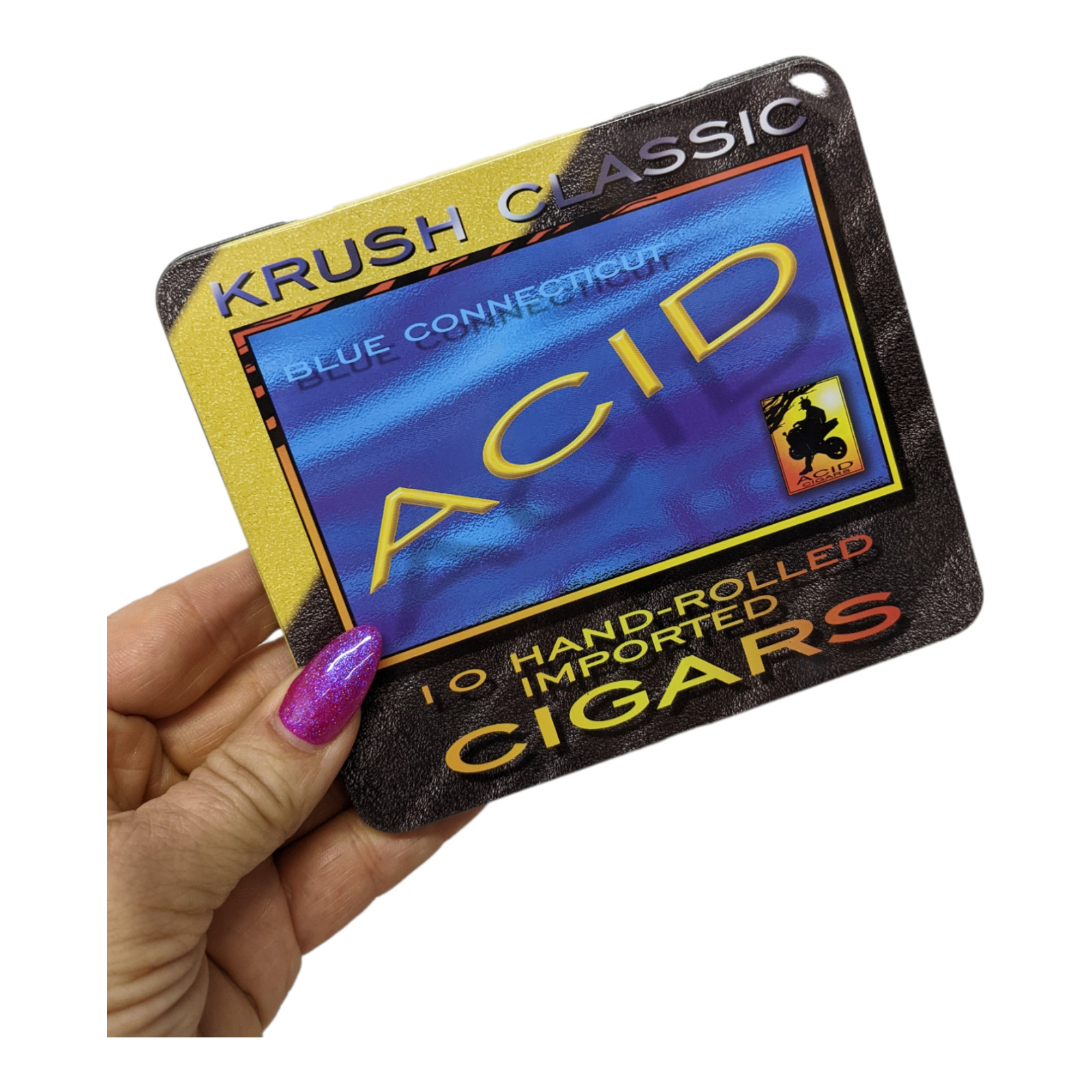 ACID Krush Classic 'Blue Connecticut' Mini Hinged Cigar Tin Litho Box - Empty