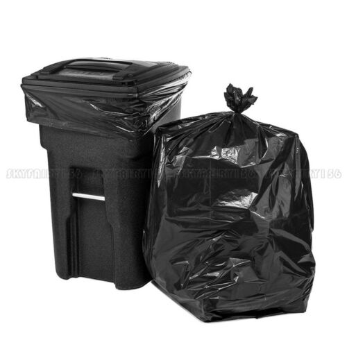50pcs 64 Gallon Black Trash Bags Heavy Duty Big Garbage Rubbish Bag 130×150cm