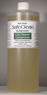 SafeClean Coin Cleaner Concentrate. No Risk Guarantee. 32 oz. makes 2 Gallons.
