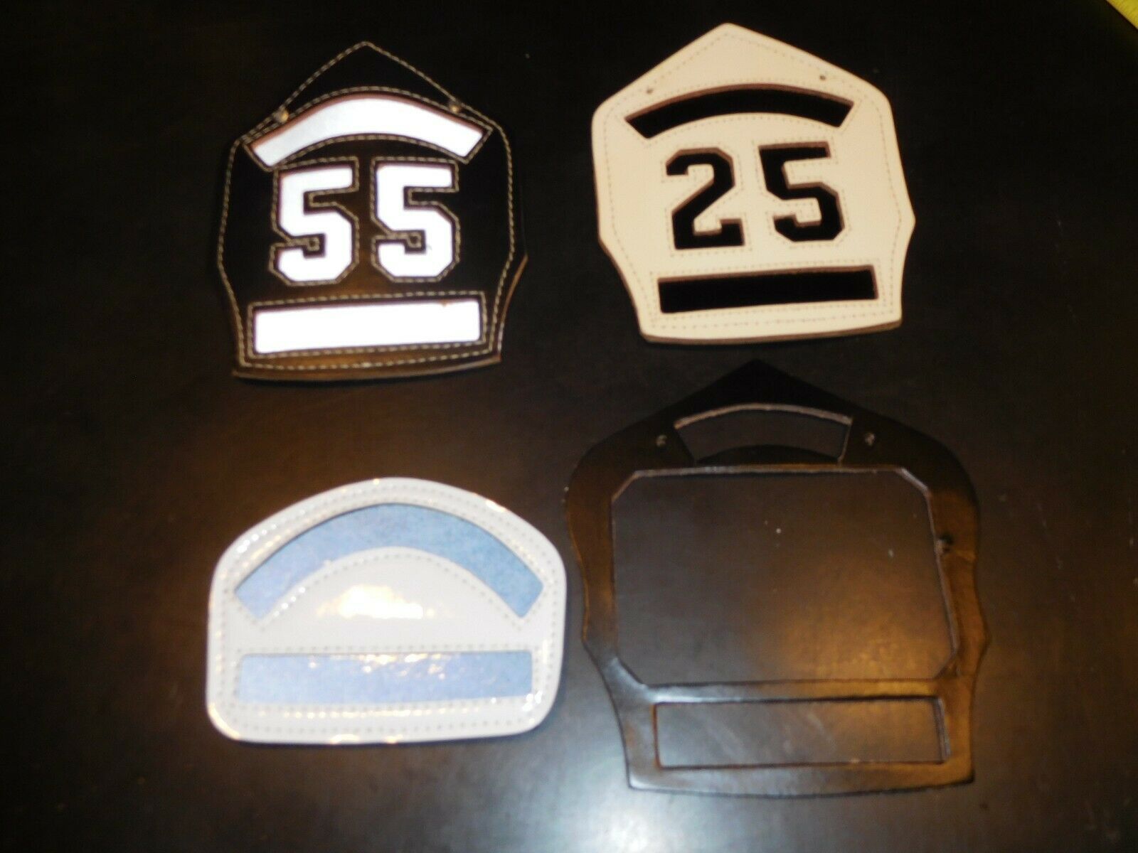 Leather Fire Helmet Front Shields-set Of 4