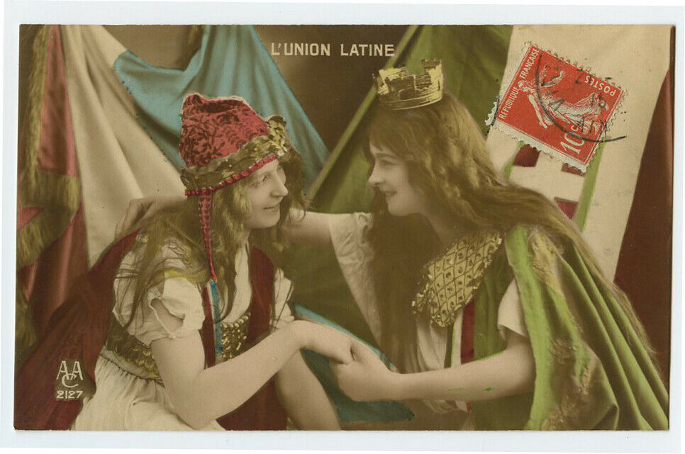 Wwi Ww1 First World War One French Italian Allies Beauty Lady Photo Postcard