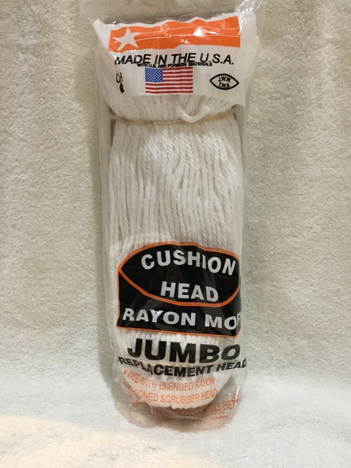 Jumbo Rayon Cushion Head Mop Replacement Poly Screw On Threaded Jw Mfg. Co.