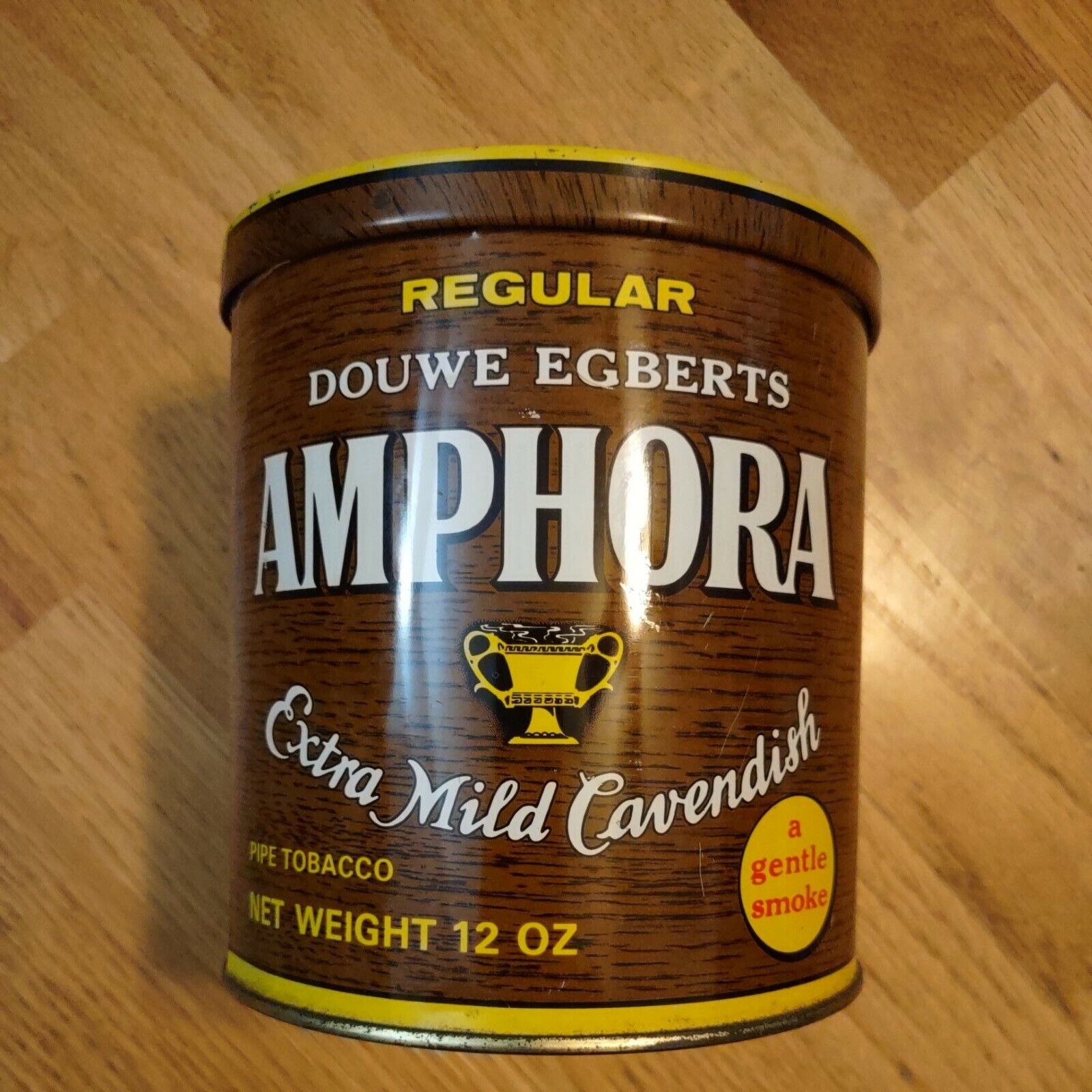 Vintage Douwe Egberts Amphora 12 Oz. Tabacco Tin Great Graphics And Colors
