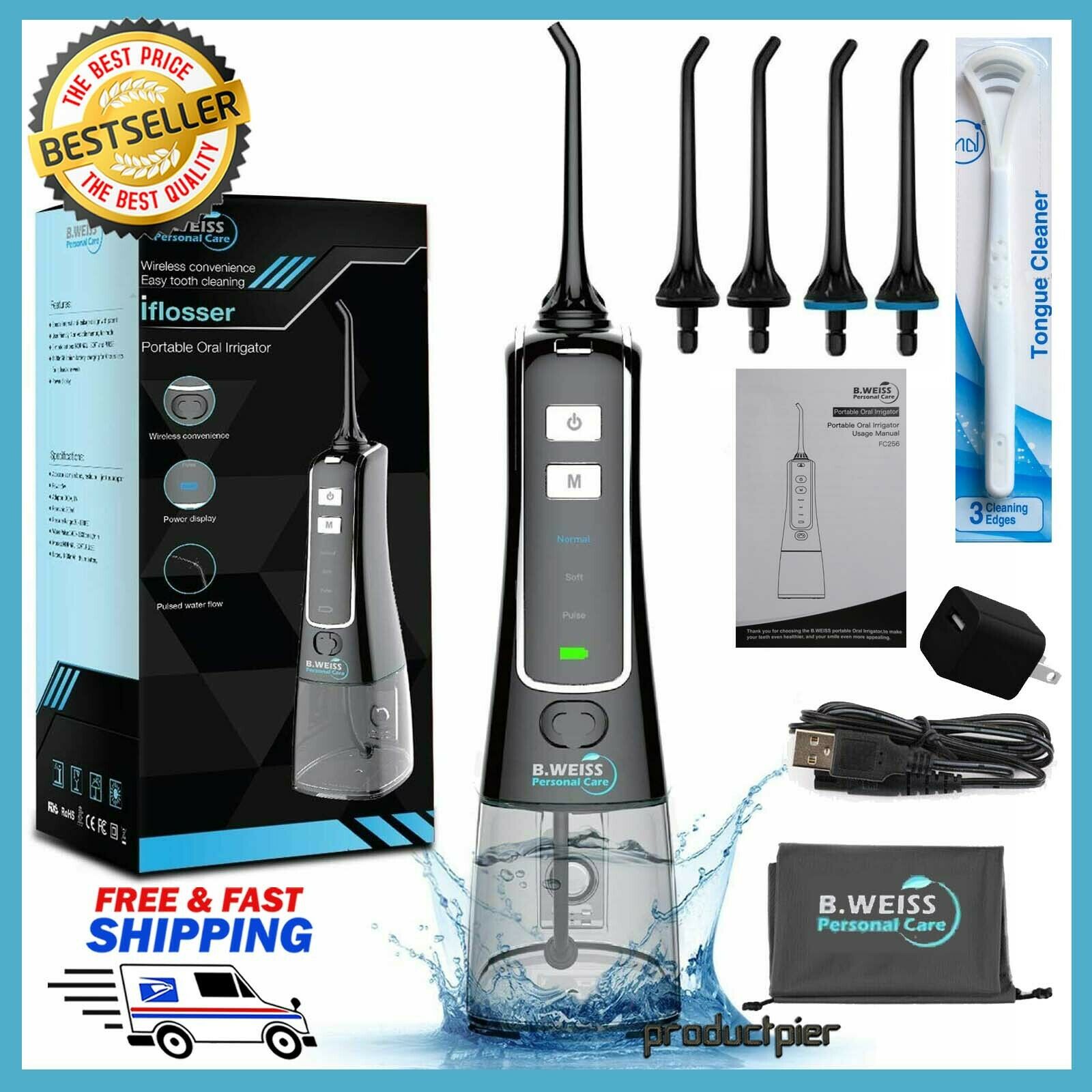 Best Cordless Water Flosser Rechargeable Portable Oral Irrigator F/ Travel 300ml