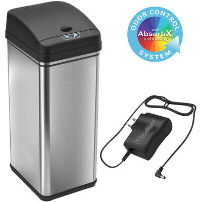 13 Gallon Automatic Sensor Touchless Deodorizer Trash Can With Ac Adapter